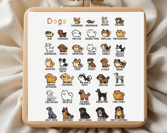 Dog Cross Stitch Pattern, 40 Small Dog Cross Stitch Patterns, Instant PDF Download