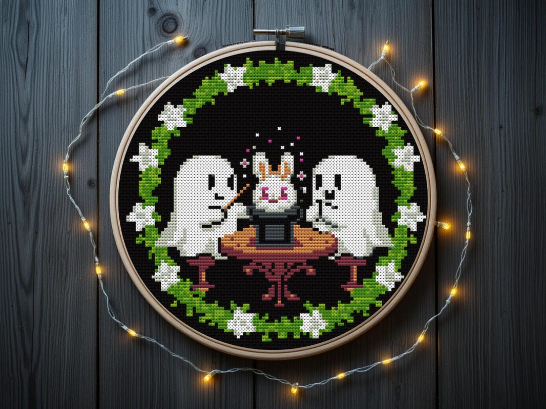 Wizard Ghost Cross Stitch Pattern, Cute Ghosts Cross Stitch Pattern ...
