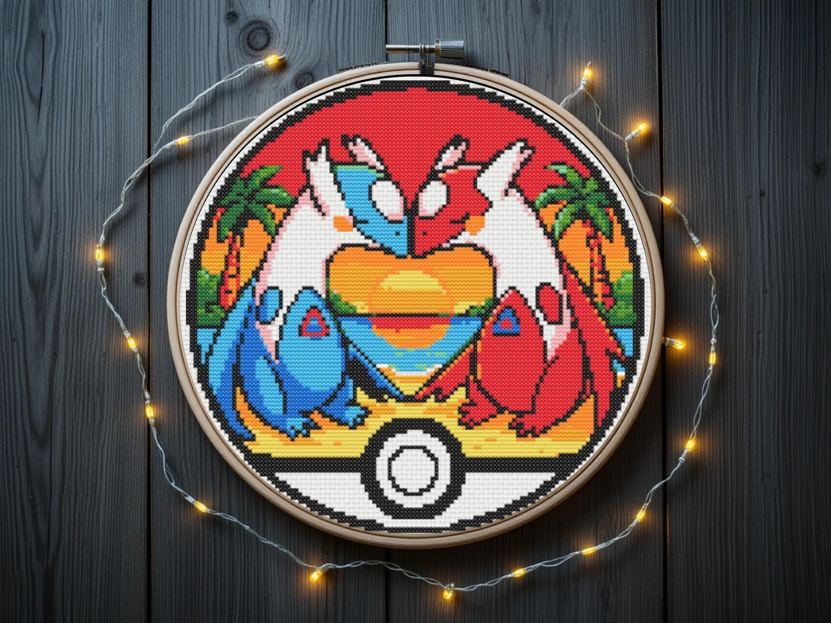 Latios and Latias Cross Stitch Pattern, Pokeball Cross Stitch