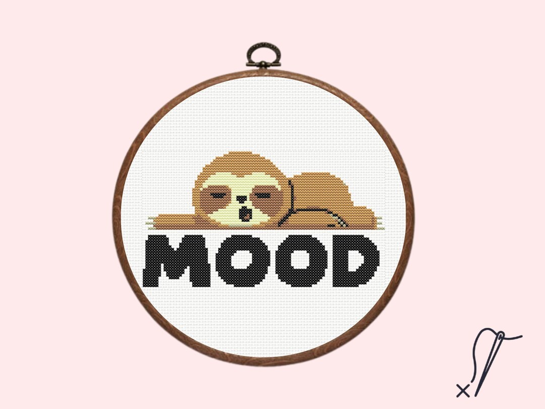 Sloth Cross Stitch Pattern | Mood Cross Stitch Pattern, Instant PDF ...