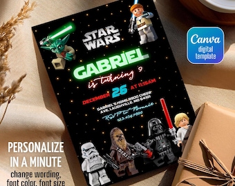 Printable birthday invitation, Star invite, Wars invitation, Darth Vader Birthday Party, instant download Stormtrooper invitation