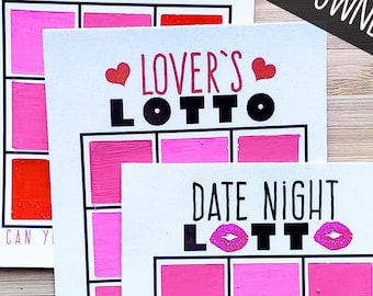 Lover's Lotto DIY Scratch Off Cards | Date Night Ideas or Romantic Gift Idea | Unique Love Coupon or Sexy Valentine | Digital Download
