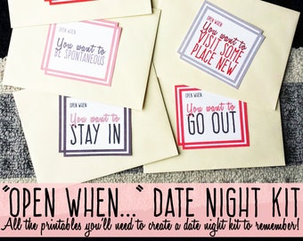 Open When Date Night Box - Valentine's Gift or Anniversary Gift | Make Your Own Kit with Date Night Ideas | DIGITAL DOWNLOAD