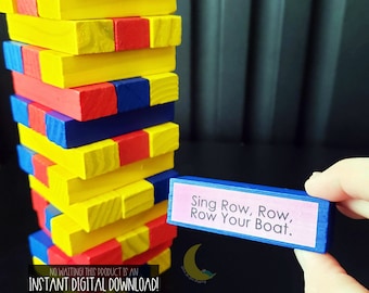 DIY Tumbling Tower Kid's Game | Active Game for Kids | Learning Game | Block Tower Kids Game | Kids Activity Idea | Digital Download