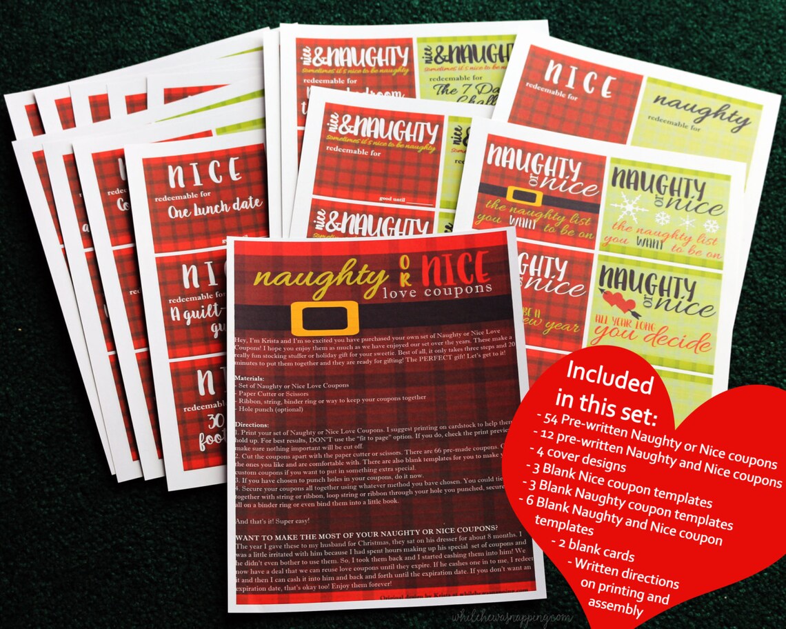 Naughty or Nice Love Coupons for Couples Naughty Coupons for Him/for Her DIGITAL DOWNLOAD - Etsy