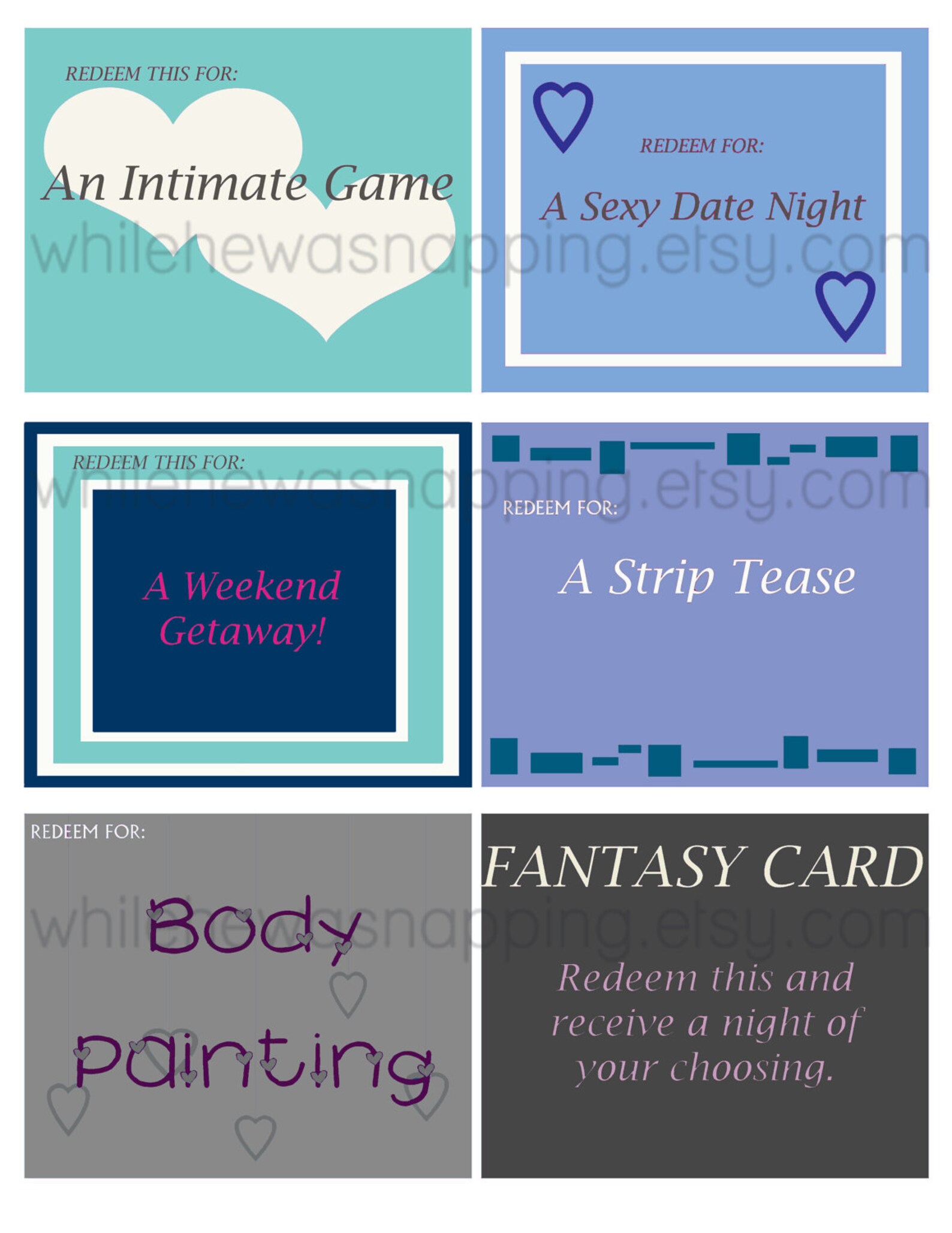 Bedroom Love Coupons for Him/for Her DIGITAL INSTANT DOWNLOAD Etsy