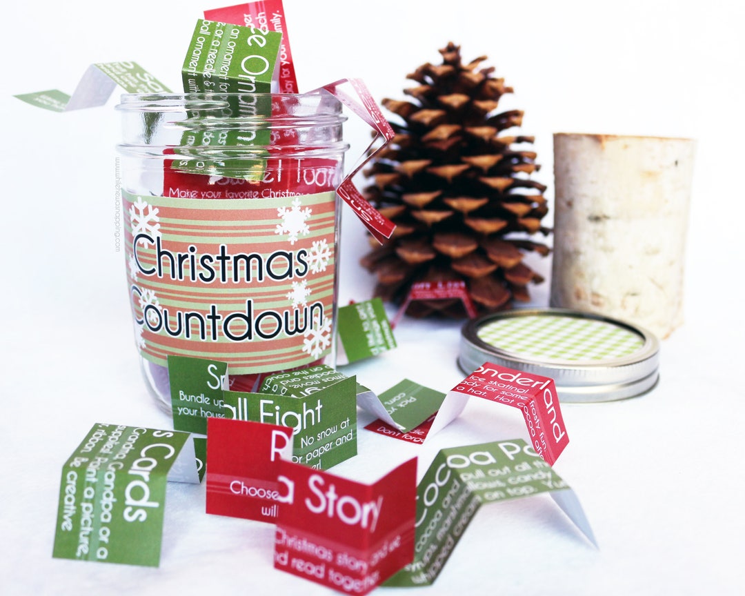 Christmas Countdown Activity Jar Advent Calendar DIGITAL INSTANT DOWNLOAD