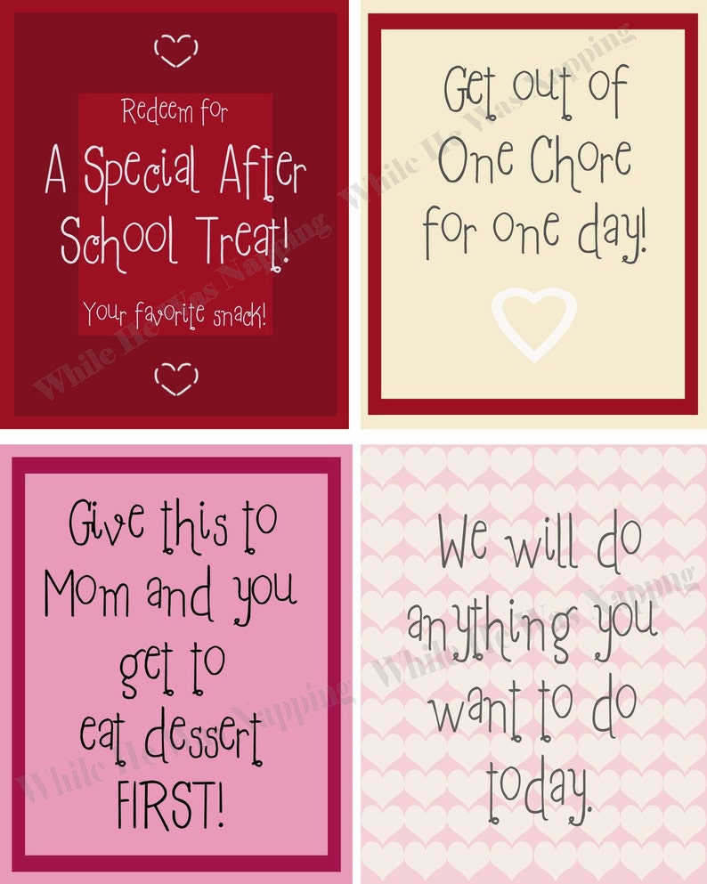 Kid's Valentine Printable Love Coupons Printable Valentine's for Kids Kids Valentine Coupons DIGITAL INSTANT DOWNLOAD image 3