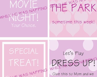 Pink Themed Activity Coupons for kids | Kids Activities | Kids Activity Cards - DIGITAL INSTANT DOWNLOAD