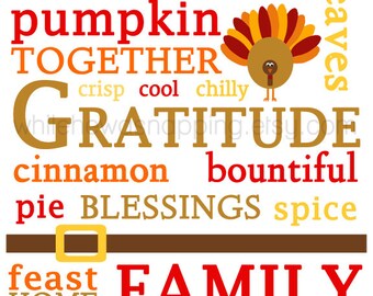 8x10" Thanksgiving Themed Subway Art Printable - Great Home Decor - DIGITAL INSTANT DOWNLOAD