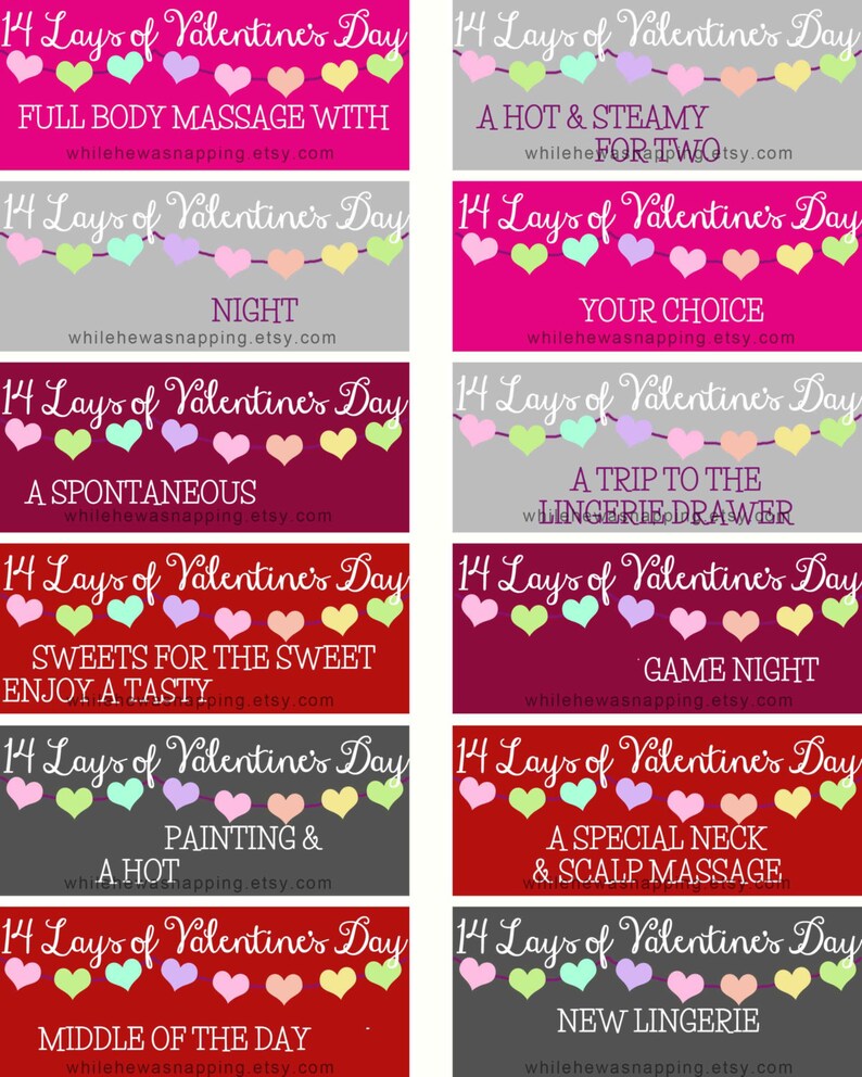14 Lays of Valentine's Day Digital Love Coupons DIGITAL INSTANT