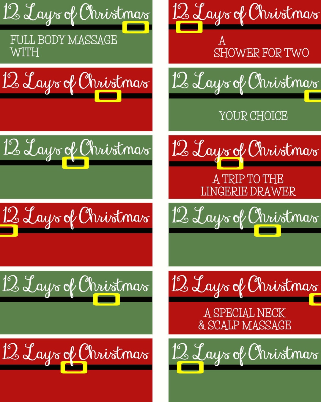 12 Lays of Christmas Naughty Coupons for Him/her DIGITAL