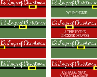 12 Lays of Christmas - Naughty Coupons for Him/Her - DIGITAL INSTANT DOWNLOAD