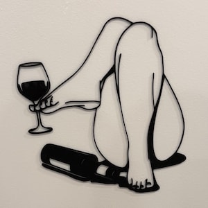 Wine Woman Line Art | 3D Printed Wall Sculpture | Discreet Packaging