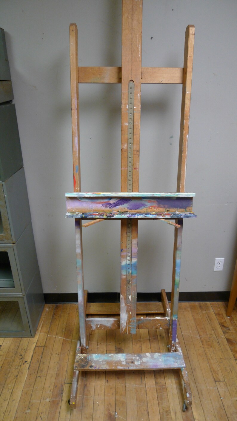 Art Easel on Wheels with asfound Paint Buildup. Height Etsy