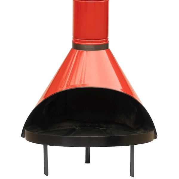 Cheminée autoportante, Preway Mfg Mid-Century, petite taille Capri, rouge brillant, à l'intérieur ou à l'extérieur, au bois ou au gaz.