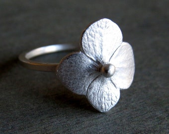 Hydrangea Ring, Nature Inspired Ring, Real Flower Ring, Plant Ring, Woodland Ring, Silver Gift for Her