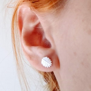 Leaf Studs, Leaf Stud Earrings, Real Leaf Earrings, Forest Earrings, Botanical Earrings, Plant Earrings, Silver Leaf Jewelry, Gift for Her