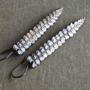 Long Fern Earrings, Bronze Fern Earrings, Statement Earrings, Boho Earrings, Witchcraft Jewelry, Botanical Jewelry, Fern Jewelry