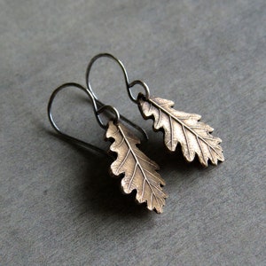 Oak Leaf Earrings, Oak Earrings, Rustic Bronze Real Leaf Earrings, Botanical Jewelry, Magical Jewelry, Oak Jewelry, Gift for Her