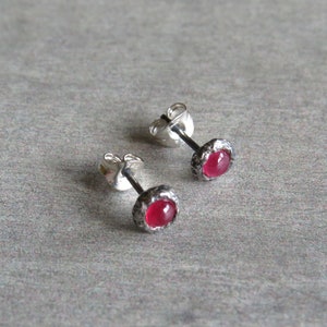 Dainty Stud Earrings, Natural Ruby Studs, Sterling Silver Bridesmaid Studs, Witchy Earrings, Minimalist Jewelry, Silver Gift for Her