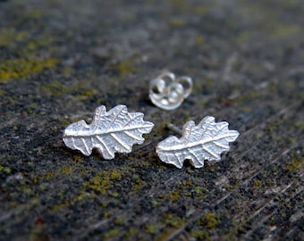 Oak Leaf Studs, Leaf Stud Earrings, Oak Leaf Earrings, Real Leaf Earrings, Witchy Earrings, Magical Jewelry, Gift For Her