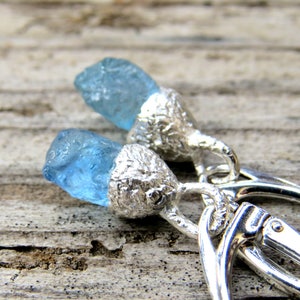 Acorn Earrings, Raw Crystal Earrings, Silver Apatite Earrings, Witchy Jewelry, Wiccan Earrings