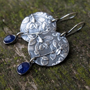 Forest Earrings, Sapphire Leaf Earrings, Real Leaf Earrings, Witchy Jewelry, Girlfriend Gift