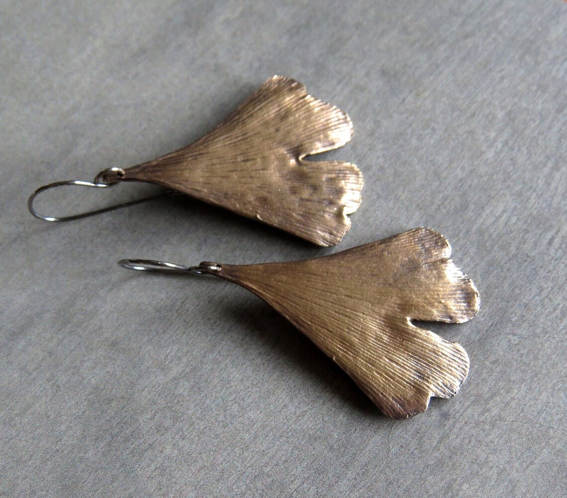 Oversized Ginkgo Ohrringe Rustikale Bronze Echte Blatt | Etsy