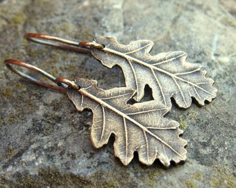 Oak Leaf Earrings, Real Leaf Earrings, Real Flower Jewelry, Witchy Jewelry