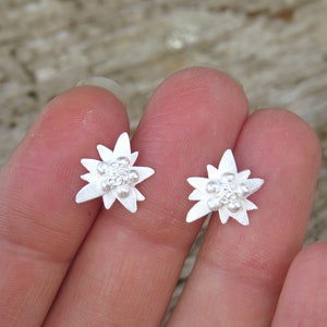 Edelweiss Earrings, Edelweiss Studs, Trachtenmode Earrings, Mountaineer Earrings, Mountain Lover Earrings, Edelweiss Jewelry