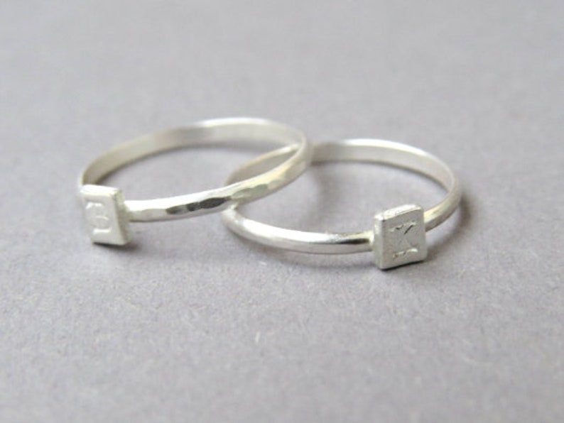 Custom Initial Ring Personalized Dainty Stacking Custom Hand Stamped Ring