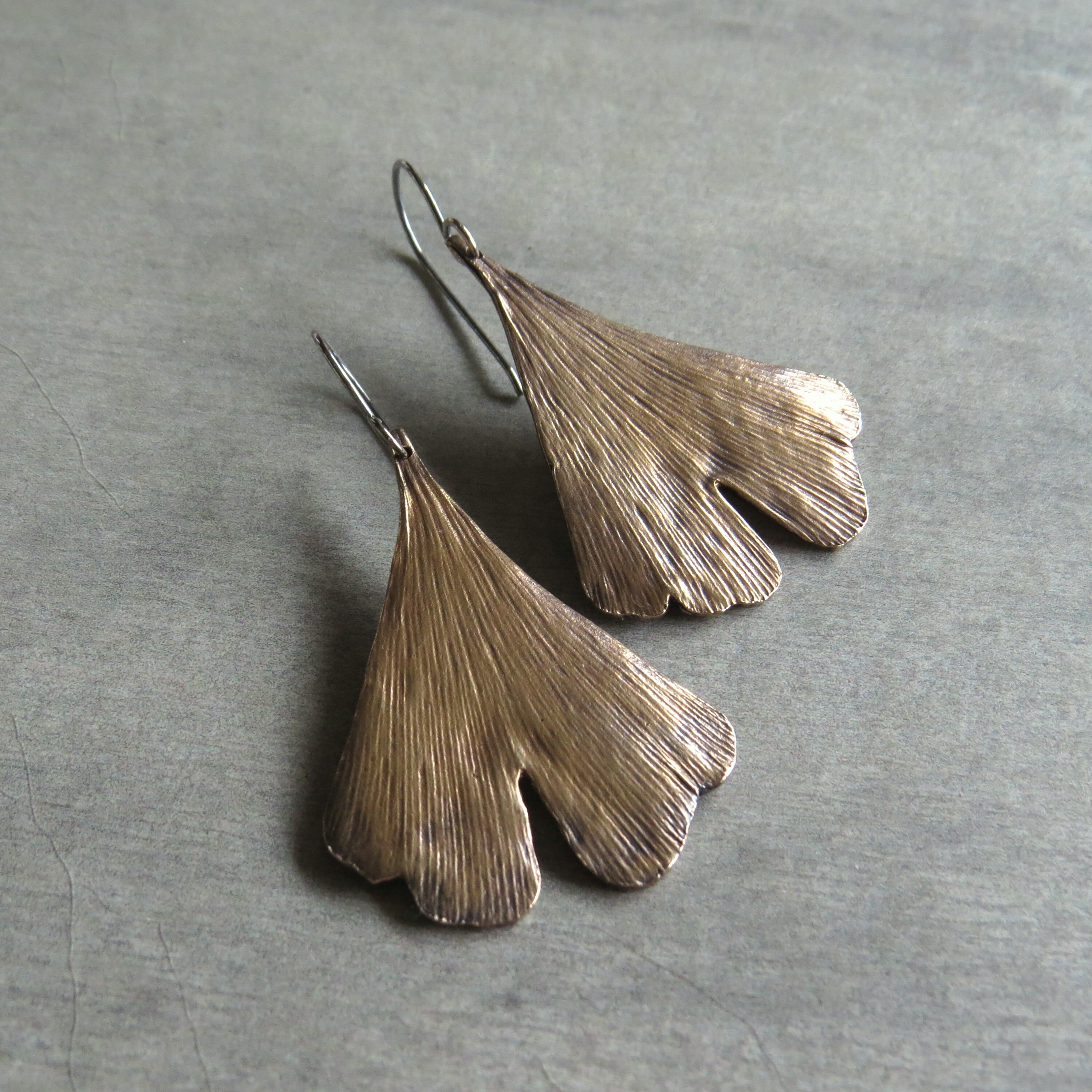 Oversized Ginkgo Ohrringe Rustikale Bronze Echte Blatt | Etsy
