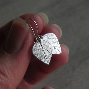 Silver Leaf Earrings, Petite Silver Earrings, Plant Earrings, Botanical Jewelry, Leaf Jewelry, Nature Lover Gift, Gift for Her
