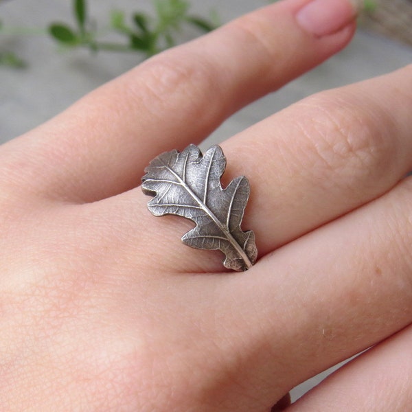 Oak Leaf Ring, Nature Inspired Ring, Silver Leaves Ring, Botanical Ring, Plant Ring, Wiccan Ring