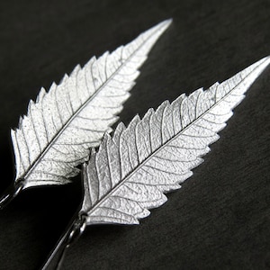Real Leaf Earrings, Long Leaf Earrings, Plant Earrings, Statement Earrings, Botanical Jewelry, Witchy Jewelry