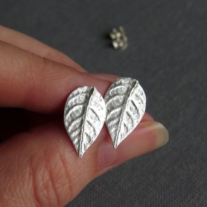 Leaf Studs, Leaf Stud Earrings, Real Leaf Earrings, Forest Earrings, Botanical Earrings, Plant Earrings, Silver Leaf Jewelry, Gift for Her
