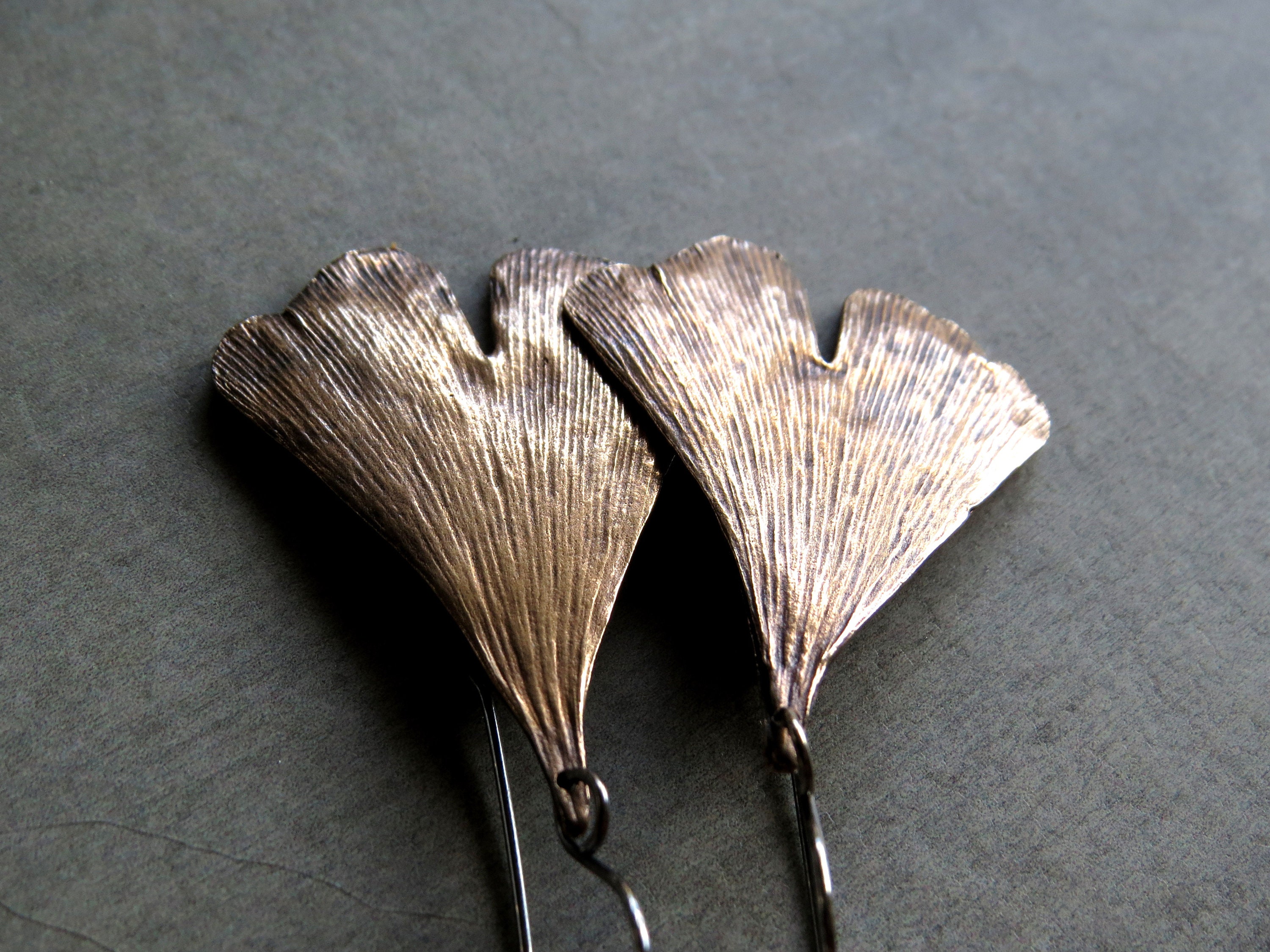 Oversized Ginkgo Ohrringe Rustikale Bronze Echte Blatt | Etsy