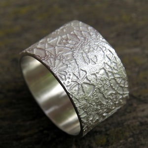Sterling Silver Lace Ring, Belgian Lace, Boho Lace Ring, Wide Lace Ring, Wiccan Ring, Anniversary Gift for Her