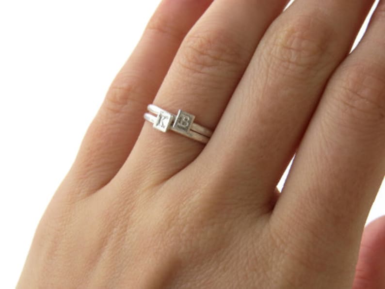 Custom Initial Ring Personalized Dainty Stacking Custom Hand Stamped Ring