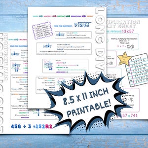 Referentieblad vermenigvuldigen en 2-cijferige vermenigvuldiging – digitale download | Afdrukbare gidsen van 8,5 x 11 inch voor basis- en middelbare school