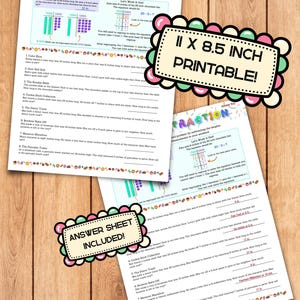 May include: Printable worksheet for kids featuring a colorful design with sprinkles and a sweet theme. The worksheet includes word problems involving subtraction of lengths, with a focus on measurement and problem-solving. The title "Sweet Subtraction" is displayed at the top, and the answer sheet is included.