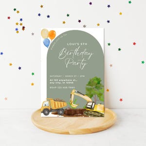 Construction Birthday Invitation for Kids, Editable Truck Theme Party Template, Personalised Digital Download