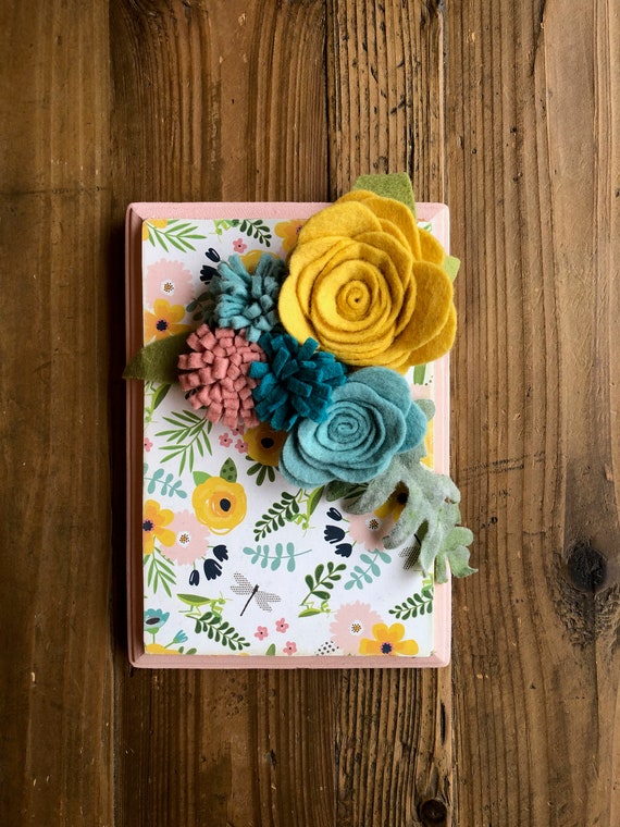 Decoupaged Wood Plaque with Felt Flowers