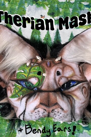 Monstera Leaf Cat Therian Mask (Bendable Ears) (READ DESC)