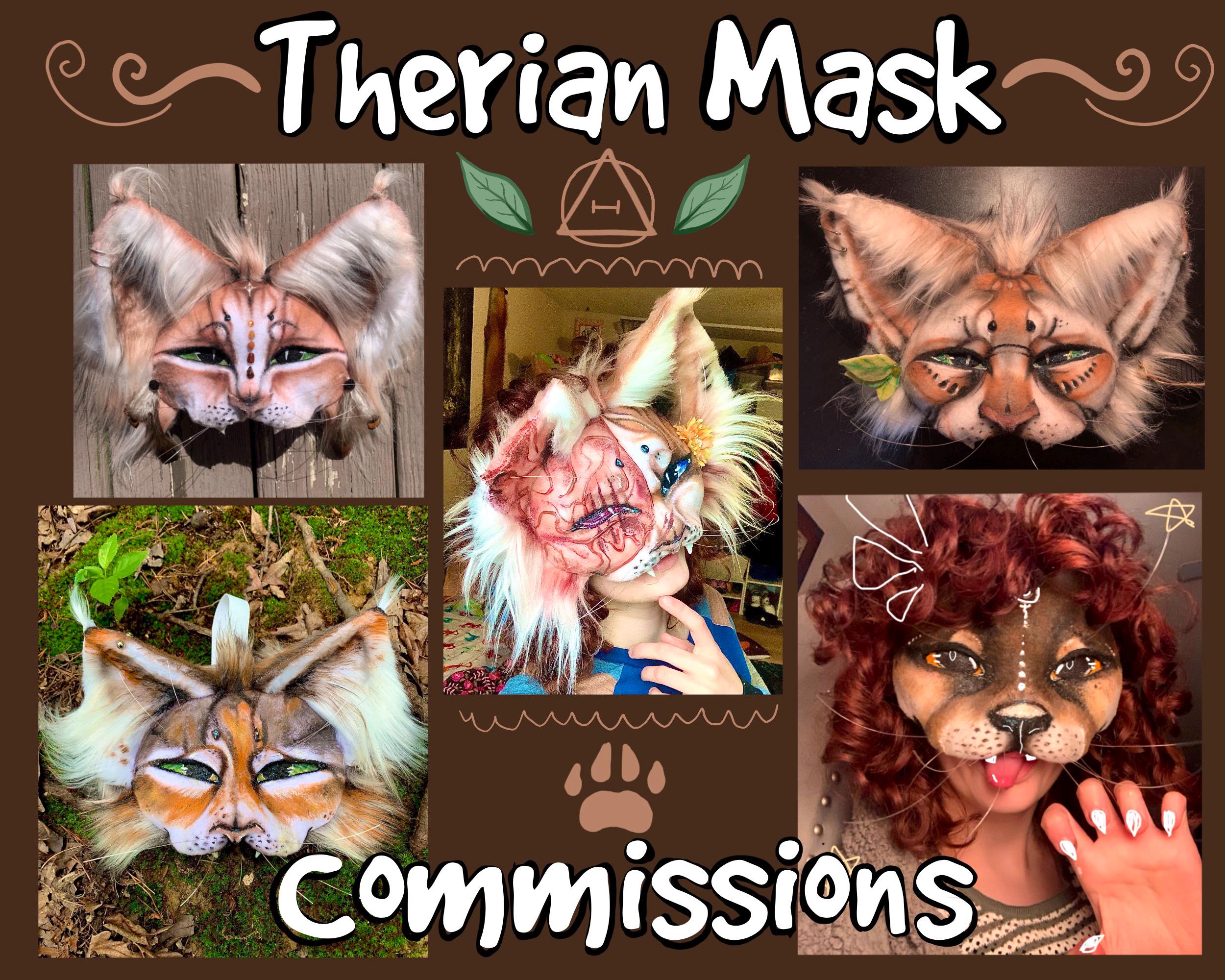 Therian Mask Commissions! (READ FULL DESC) (Bendable Ears + Whiskers)