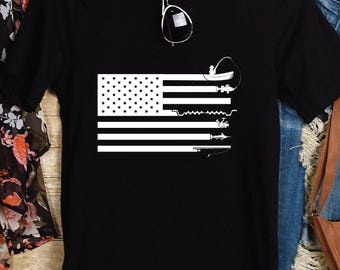 Hunting and Fishing Flag T-Shirt, American Flag Shirt Hunting, Fishing Shirt Hunting Lover Gift USA Fishing T-Shirt Hunter And Fisher Gifts
