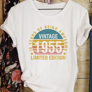 70th Birthday Shirt, Vintage 1955 T-shirt, 70 Years Of Being Awesome Shirt, Grandpa Seventy Birthday Party Shirt, 1955 Limited Edition Gift