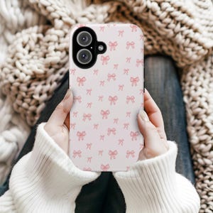 Pink Coquette Phone Case, Bow Phone Case, Soft Girl Aesthetic, iPhone 16 15 14 13 12 11 Pro Max, Girly Phone Case, Trendy Cute