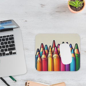 Teacher Mousepad, Colorful Mousepad, Teacher gift, Cute Teacher Desk Accessory, Appreciation Gift, Colored Pencil Design